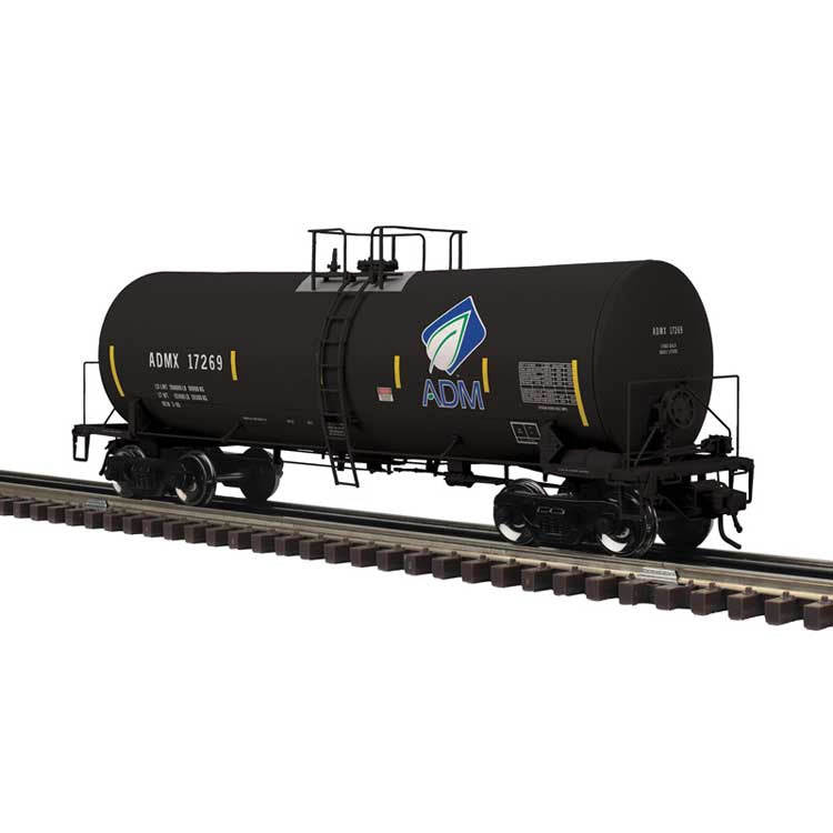 Atlas O 17,600-Gallon Corn Syrup Tank Car - 3-Rail - Ready to Run - Master(R) -- Archer-Daniels-Midland (black, blue, Leaf Logo, yellow conspicuity marks) #17269