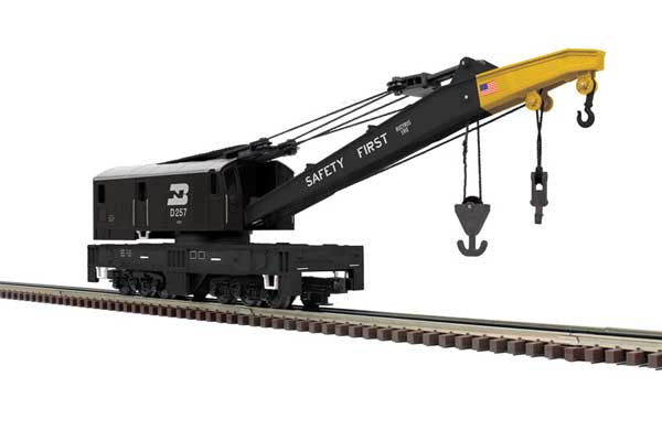 Atlas O 250-Ton Diesel Industrial Brownhoist Crane - 3-Rail - Ready to Run - Premier -- Burlington Northern #D257 (black, white, yellow)