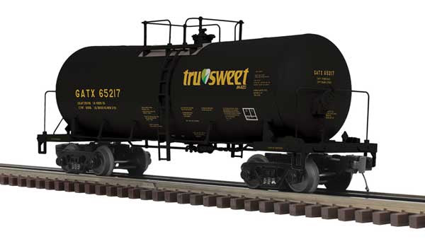 Atlas O Funnel-Flow Tank Car - 3-Rail - Ready to Run - Premier -- TruSweet GATX (black, yellow, green) #65217