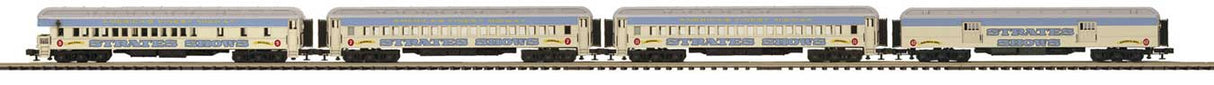 Atlas O Madison Heavyweight Diner, 2 Coach, Observation Set - 3-Rail RTR -- Strates Shows Blue Train #47 Electrical, 7 Nashville, 11 Savannah, 5 Raleigh