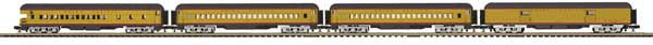 Atlas O Madison Heavyweight Baggage, 2 Coach, Observation Set - 3-Rail RTR -- Union Pacific #1770, 1224, 1250, 1536 El Dorado (Armour Yellow, gray)
