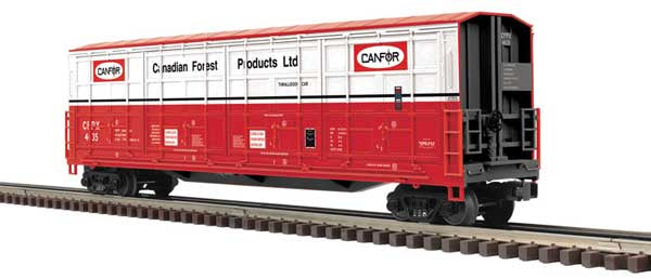 Atlas O Thrall 55' All-Door Boxcar - 3-Rail - Ready to Run - Premier(R) -- Canadian Forest Products Canfor (red, white, black) #4676