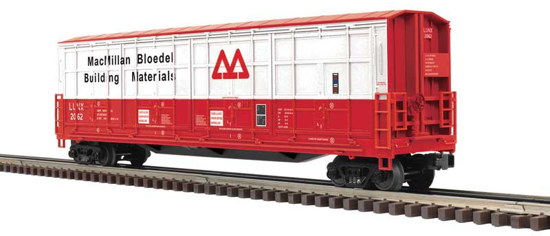Atlas O Thrall 55' All-Door Boxcar - 3-Rail - Ready to Run - Premier(R) -- MacMillan Bloedel (red, white, black) #20162