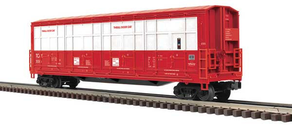 Atlas O Thrall 55' All-Door Boxcar - 3-Rail - Ready to Run - Premier(R) -- Thrall Demonstrator (red, white) #20306