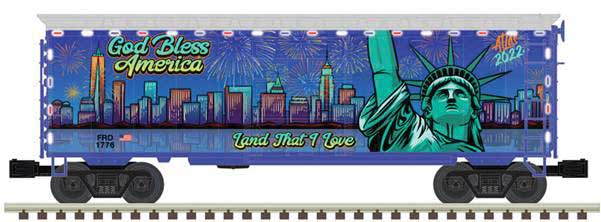 Atlas O 40' PS-1 Boxcar with LED Lights - 3-Rail - Ready to Run - Premier(R) -- Independence Day 2022 (Full-Color Graphics) - ATO3001851