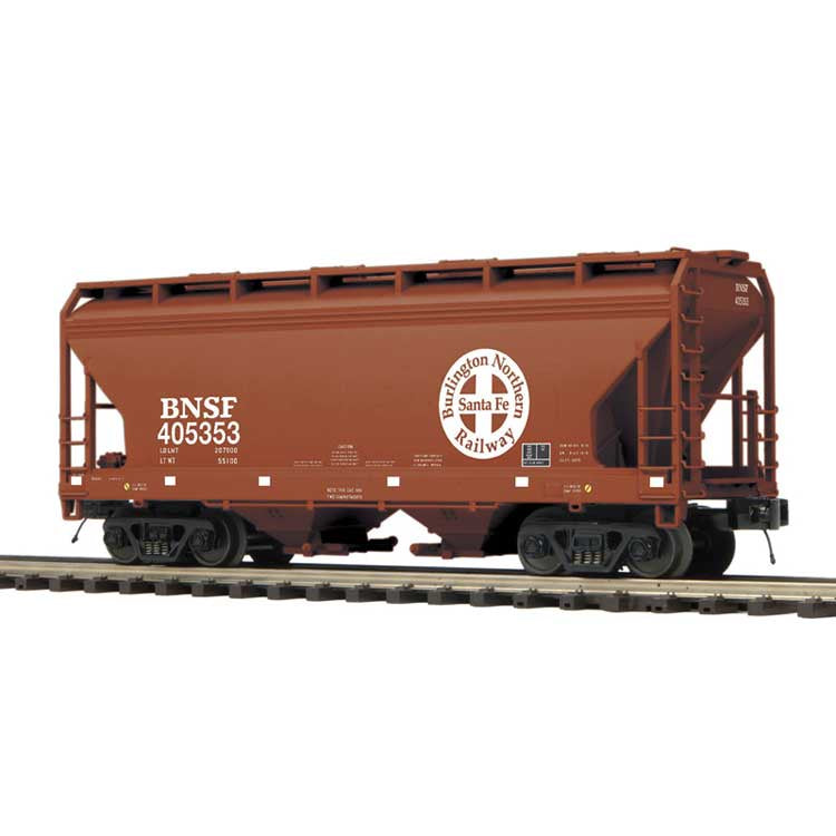 Atlas O 2-Bay Centerflow Covered Hopper - 3-Rail - Premier -- BNSF Railway (Boxcar Red, white, Circle/Cross Logo) #405353