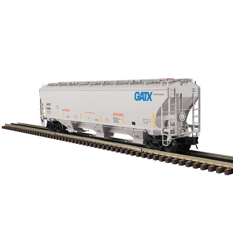 Atlas O Trinity 5161 Cubic Foot Covered Hopper - 3-Rail - Ready to Run - Master -- GATX Leasing (gray, blue)  #53975