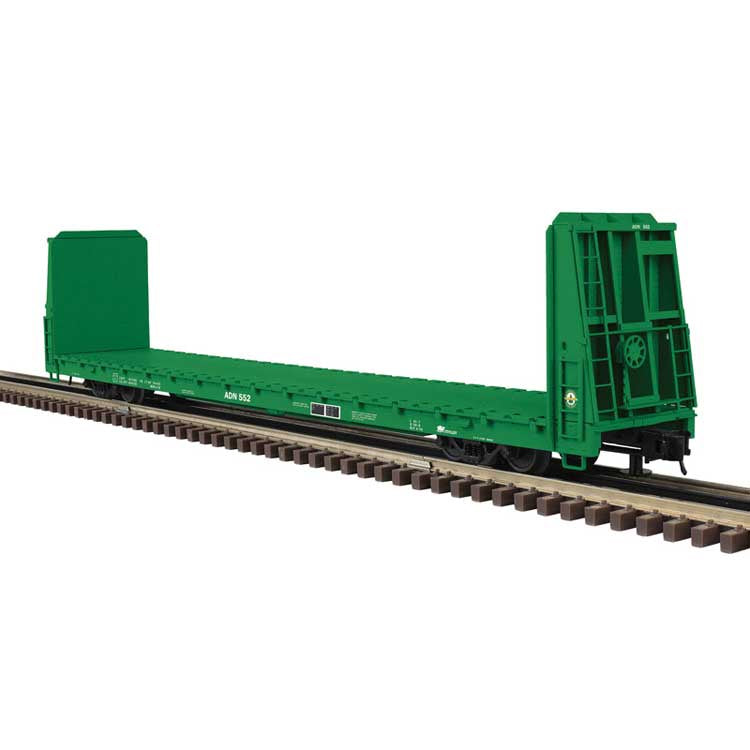 Atlas O 62' Bulkhead Flatcar - 3-Rail - Ready to Run - Trainman(R) -- Ashley Drew & Northern (green) #522