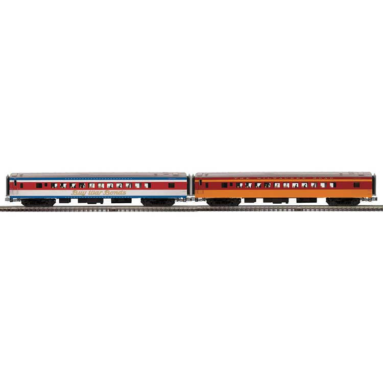 Atlas O 70' Streamlined Coach 2-Pack - 3-Rail - Ready to Run -- Milwaukee Road #485, 477 (orange, maroon)