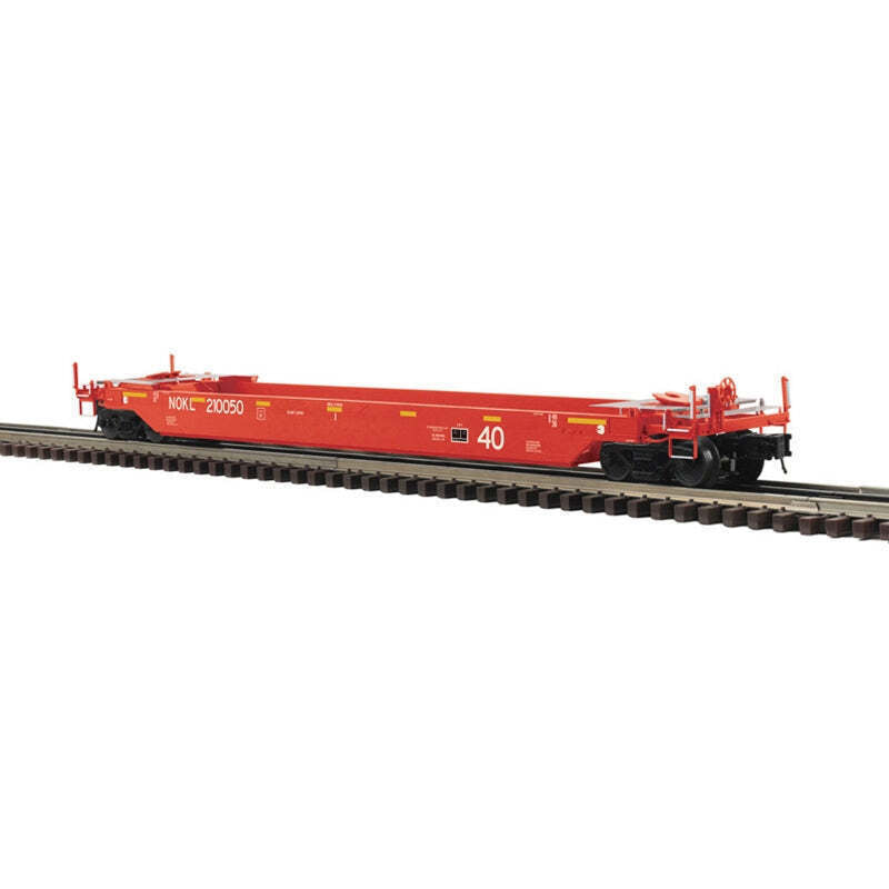 40' Rebuilt Well Car - 3-Rail - Ready to Run - Premier -- Northwestern Oklahoma NOKL (red, yellow conspicuity marks) #210050