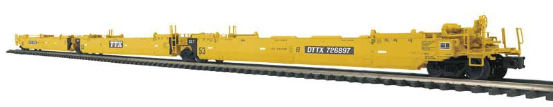 Atlas O Gunderson Maxi-IV 3-Unit Well Car - 3-Rail - Ready to Run - Premier -- TTX (yellow, black) #727012
