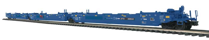 Atlas O Gunderson Maxi-IV 3-Unit Well Car - 3-Rail - Ready to Run - Premier -- TTX (Ex-Bran, blue, red Logo) #888561