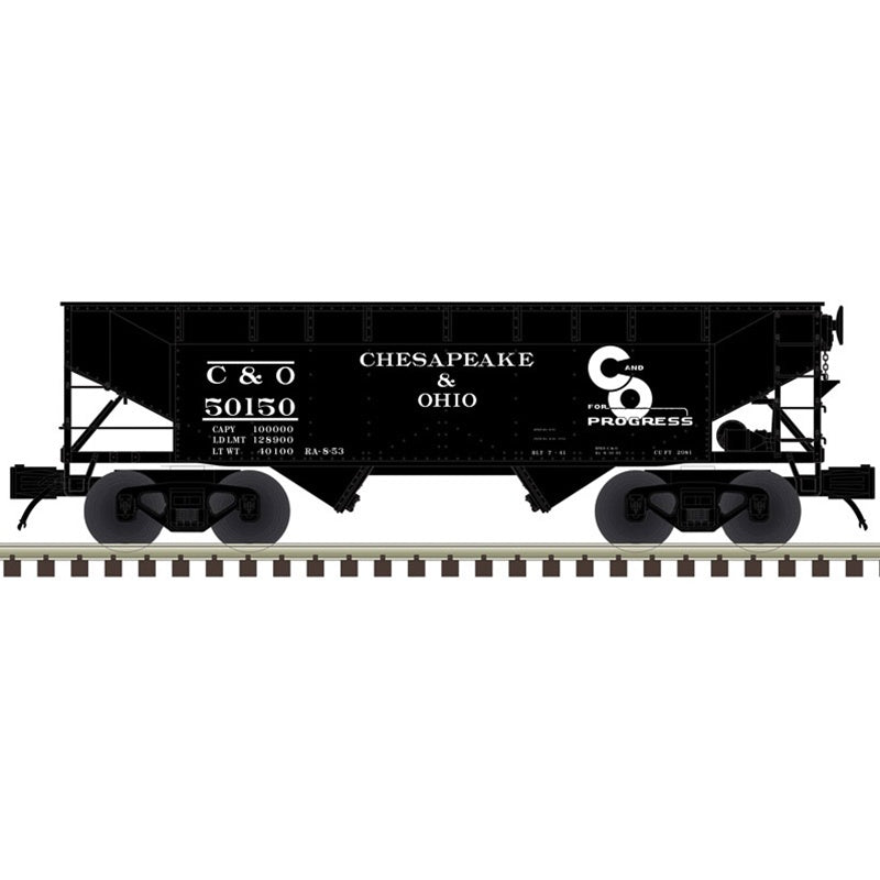 Atlas Premier (3-Rail) O 2-Bay Offset Hopper Chesapeake & Ohio #50468