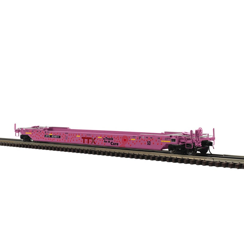 Atlas Master (3-Rail) O 53' Rebuilt Well Cars TTX (On Track For A Cure)  #654811