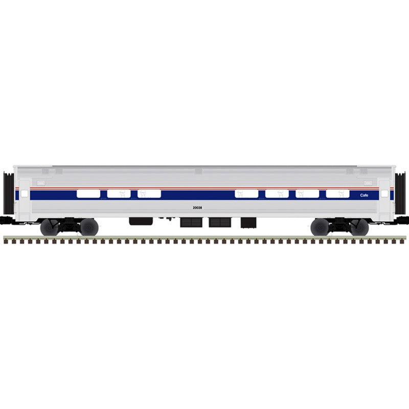 Atlas Premier (3-Rail) O Amfleet Passenger Car 4 Pack - Amtrak Phase IV includes: Coach 21020, 21045, 21118; Cafe 20038