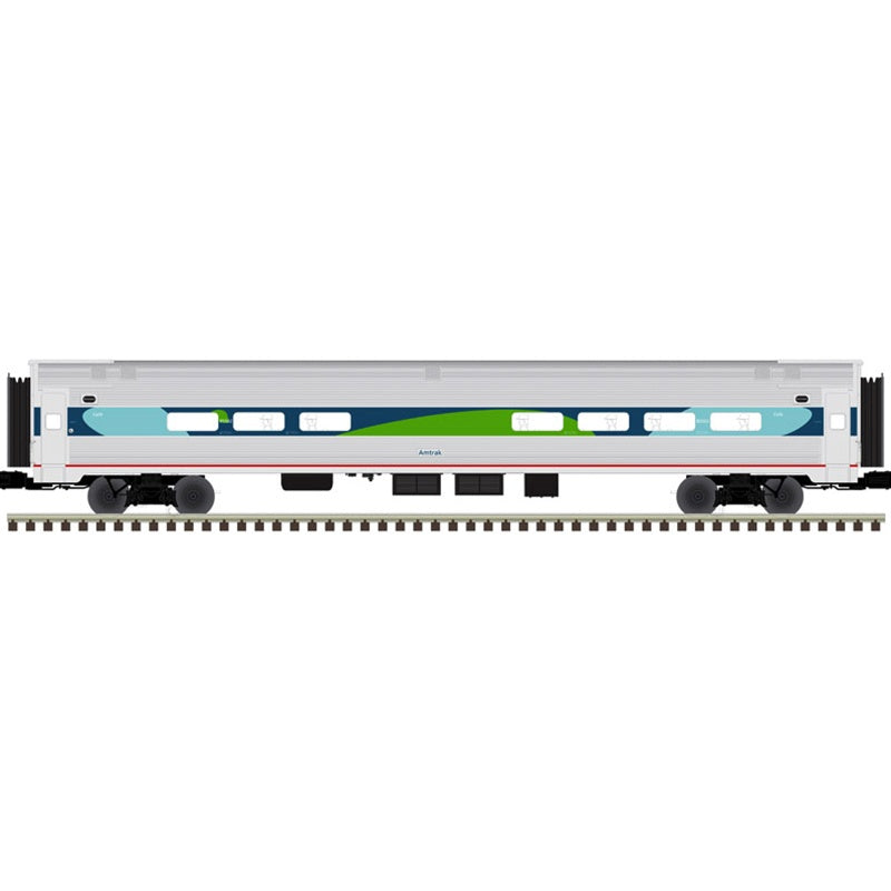 Atlas Premier (3-Rail) O Amfleet Passenger Car 4 Pack - Amtrak Phase V includes: Coach 82007, 82025, 81001; Cafe 85502