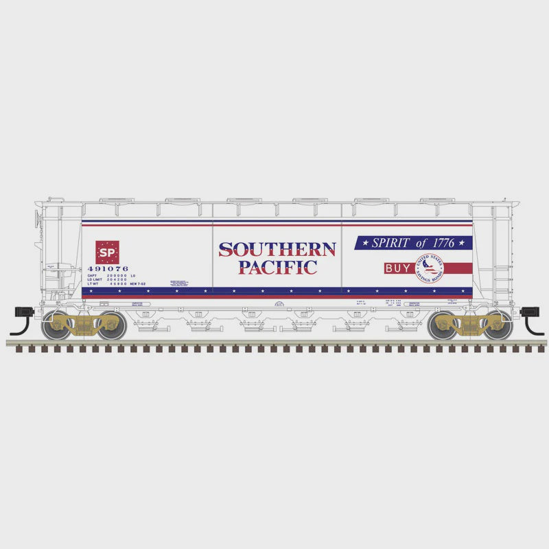 Atlas Master (3-Rail) O 6 Bay Cylindrical Hopper Southern Pacific Bicentennial #491076
