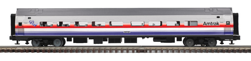 Amfleet(R) Coach - 3-Rail - Ready to Run - Premier -- Amtrak (Fantasy Scheme, 50th Anniversary, Phase III, silver, gray, red, white)