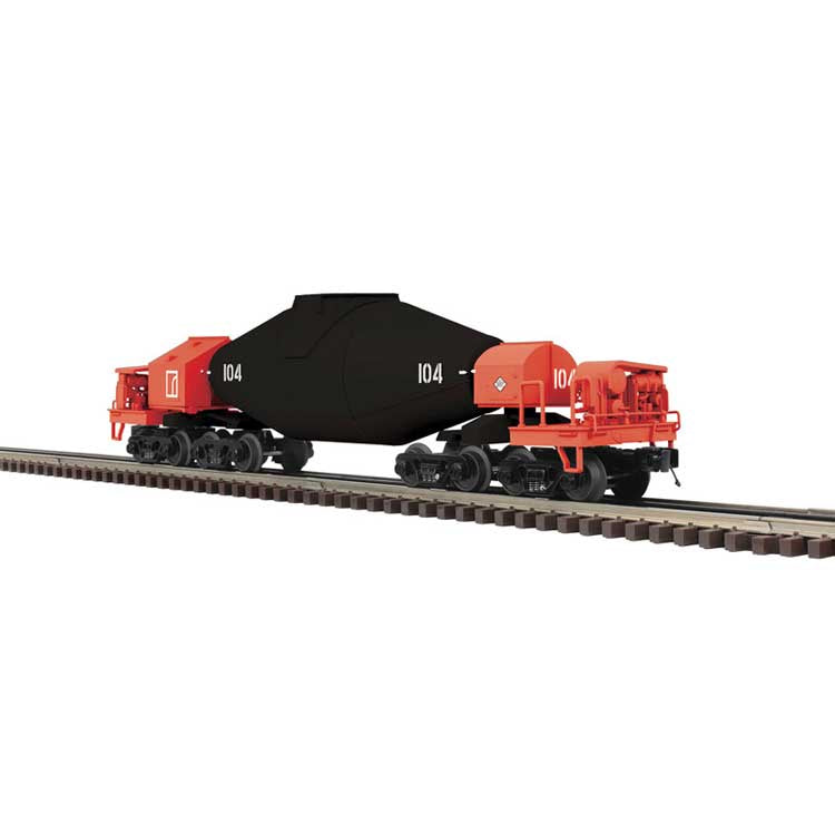 Atlas O 8-Axle Hot Metal "Torpedo" Car w/Flickering Load - 3-Rail - Premier -- Rouge Steel (black, red) #111
