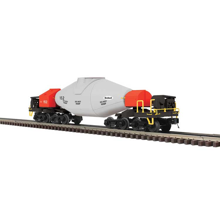 Atlas O 8-Axle Hot Metal "Torpedo" Car w/Flickering Load - 3-Rail - Premier -- ISG (silver, red) #152