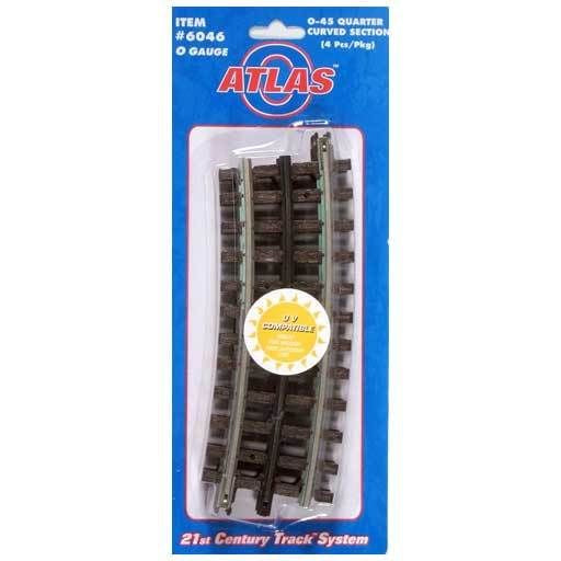 Atlas O 21st Century Track System(TM) Nickel Silver Rail w/Brown Ties - 3-Rail -- O-45 Quarter Curved Section - ATO6046