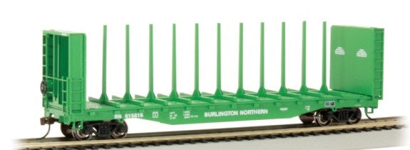 Bachmann Trains 52' Centerbeam Bulkhead Flatcar - Ready to Run -- Burlington Northern #615816 (Cascade Green, white) - BAC12903