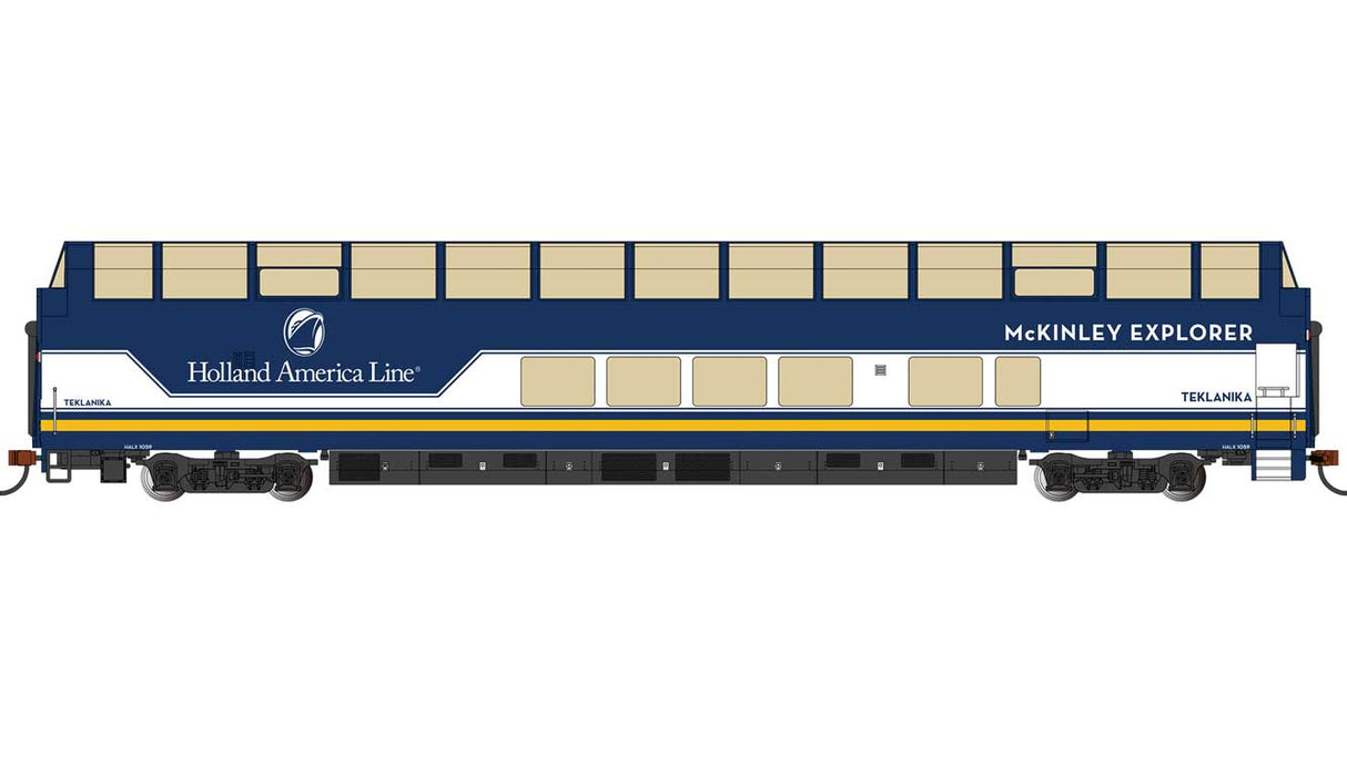 Bachmann HO Colorado Railcar 85' Full-Length Dome Lighted - Ready to Run - Silver Series(R -- McKinley Explorer #1059 Teklanika