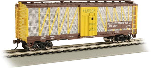 Bachmann HO Poultry Stock Car - Ready to Run -- Palace Live Poultry Car Co. #4207 (brown, yellow)