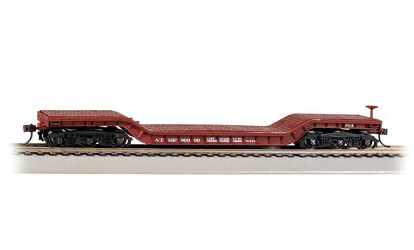 Bachmann HO 52' Depressed-Center Flatcar - Ready to Run - Silver Series(R) -- Santa Fe #90000