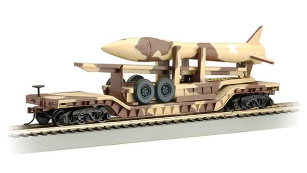 Bachmann HO 52' Depressed-Center Flatcar - Ready-to-Run - Silver Series(R) -- Strike Force (Desert Camouflage)
