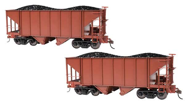 Bachmann On30 2-Bay Steel Hopper 2-Pack - Ready to Run - Spectrum(R) -- Unlettered (Oxide Red)