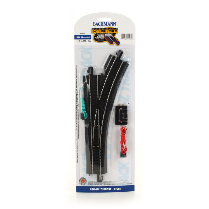 Bachmann Trains HO Remote-Control Turnout with Steel Rail - E-Z Track(R) -- Right Hand - BAC44462