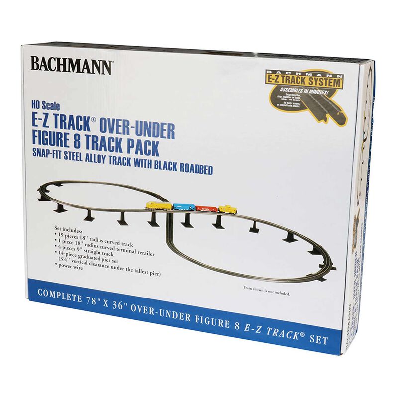 Bachmann Trains HO Over and Under Figure 8 Track Pack with Pier Set - Steel Alloy E-Z Track(R) -- Set-Up Size: 78 x 36" 198 x 91.4cm - BAC44475