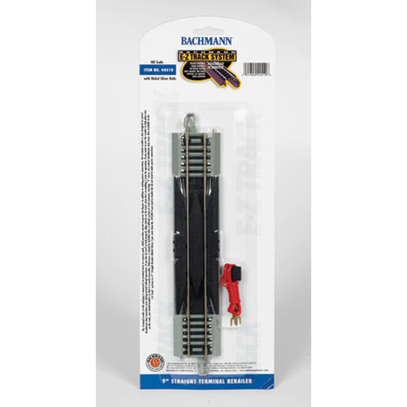 Bachmann Trains HO Straight Track w/Nickel Silver Rail & Gray Roadbed - E-Z Track(R) -- 9" 22.9cm Terminal Rerailer - BAC44510
