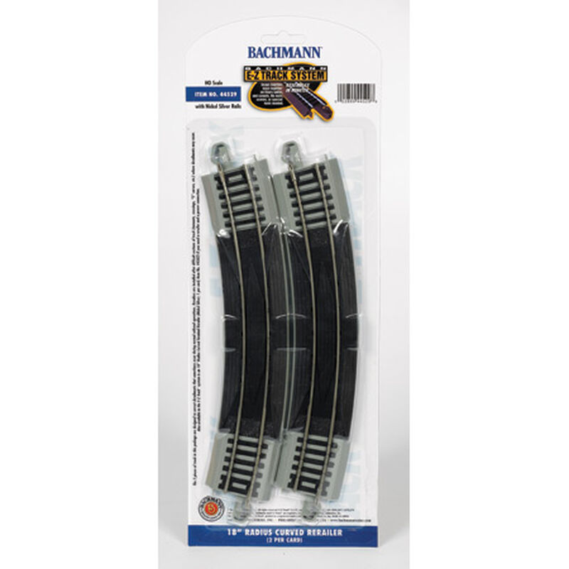 Bachmann Trains HO E-Z Track(R) w/Nickel Silver Rail & Gray Roadbed -- 18" Radius Rerailer pkg(2) - BAC44529
