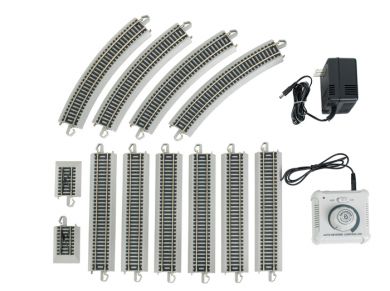 Bachmann Trains HO E-Z Track(R) Reversing System - Nickel Silver w/Gray Roadbed -- Power Pack, Auto-Reversing Track: 6-9" Straight, 4 Curved, 2 Bumpers - BAC44547