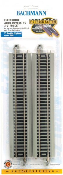 Bachmann Trains HO Reversing System- E-Z Track(R) -- 9" Straight w/Nickel Silver Rail & Gray Roadbed pkg(4) - BAC44548