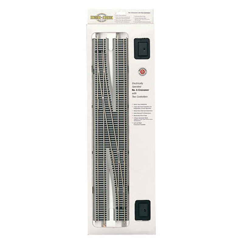 Bachmann Trains HO E-Z Track(R) w/Nickel Silver Rail & Gray Roadbed -- #6 Left Hand Remote Crossover Turnout - BAC44575