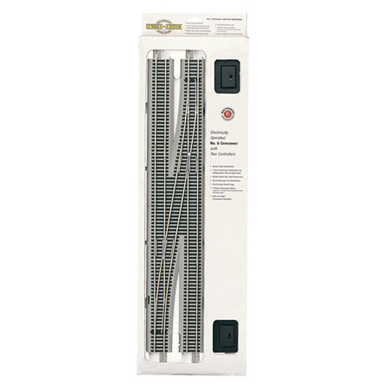 Bachmann Trains HO E-Z Track(R) w/Nickel Silver Rail & Gray Roadbed -- #6 Right Hand Remote Crossover Turnout - BAC44576