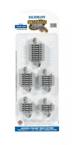 Bachmann Trains HO Connector Assortment - E-Z Track(R) -- Nickel Silver Rail & Gray Roadbed - BAC44592