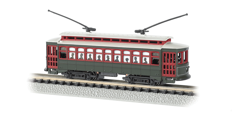 Bachmann N 	Brill Trolley - Standard DC -- New Orleans - Desire Street (Pullman green, red)