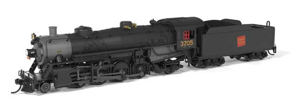 Broadway Limited N USRA 2-8-2 Light Mikado - Standard DC - Stealth -- Canadian National #3728 (black, graphite, red)
