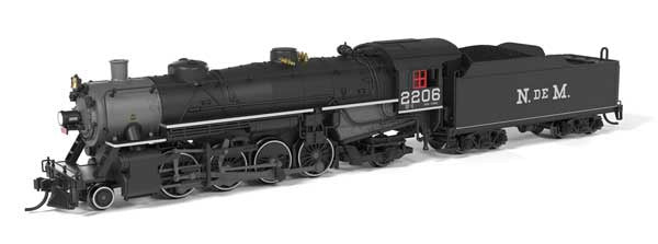 Broadway Limited N USRA 2-8-2 Light Mikado - Sound and DCC - Paragon4(TM) -- Nacionales de Mexico #2206 (black, graphite, silver)