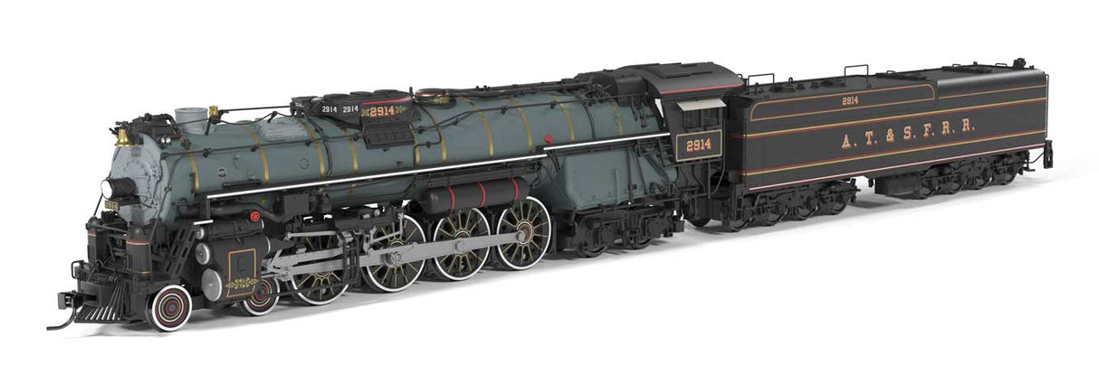 Broadway Limited 10119 HO Class 2900 4-8-4 - Standard DC - Brass-Hybrid -- Santa Fe #2914 (Fantasy Scheme, Ornate 1870s Styling, blue, black, pinstripe