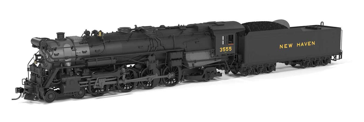 Broadway Limited 10160 HO Class R3a 4-8-2 - Standard DC - Brass-Hybrid -- New Haven #3555 (1945 - 1950 Appearance, black, graphite)