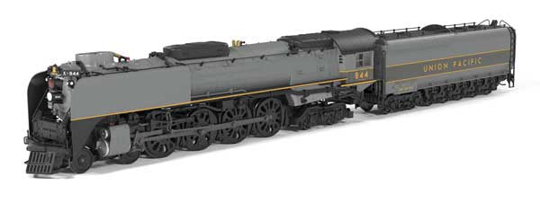 Broadway Limited HO Class FEF-3 4-8-4 - Standard DC - Stealth -- Union Pacific #844 (1989-1991 Excursion 2-Tone Gray, yellow)
