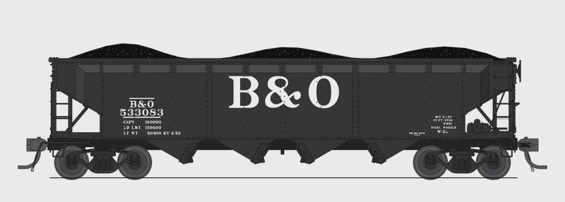 Broadway Limited N ARA 70-ton 4-Bay Hopper Baltimore & Ohio (B&O) W2b Big B&O Scheme 6-pack B