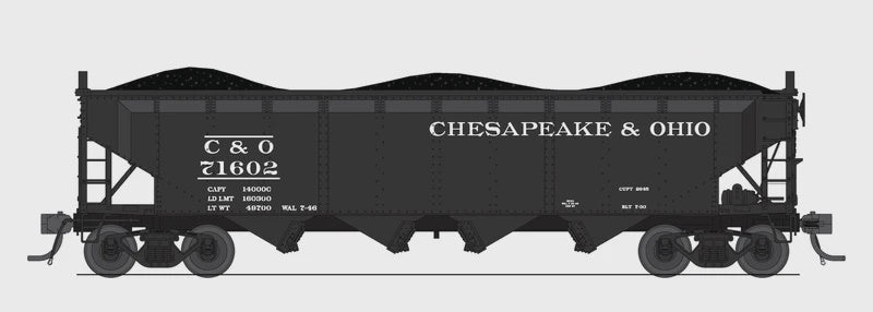 Broadway Limited N ARA 70-ton 4-Bay Hopper Chesapeake & Ohio (C&O) H7-13 Black & White 6-pack A