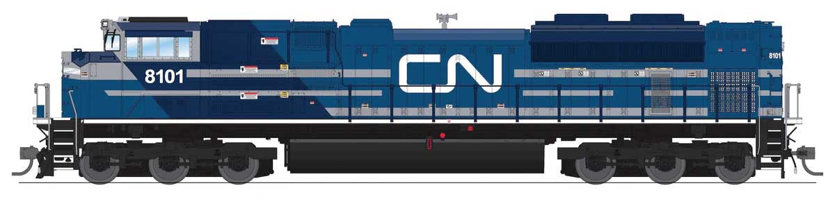 Broadway Limited 10428 HO SD70ACe - Standard DC - Stealth -- Canadian National #8102 (Patched Demonstrator Scheme, blue, silver)