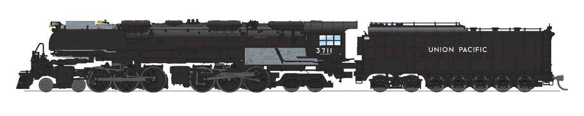 Broadway Limited N 4-6-6-4 Challenger Late Version - Sound, DCC and Smoke - Paragon4(TM) -- Union Pacific #3714 (Oil Tender, Smoke Deflectors, black, graphite)